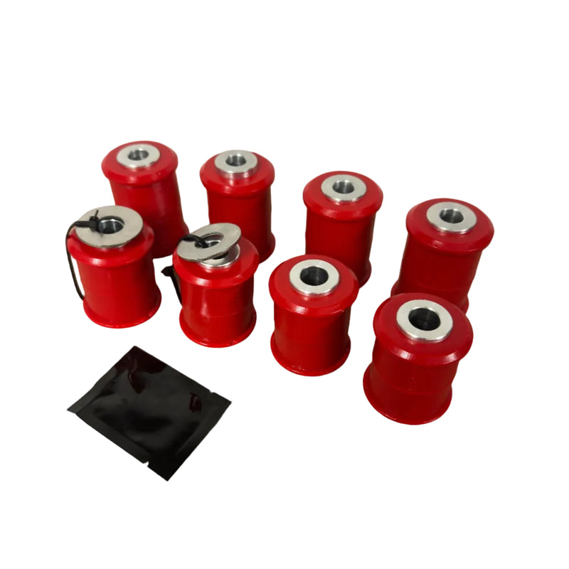 8x red Polyurethane Bushings for the Rear Lower Suspension Arms