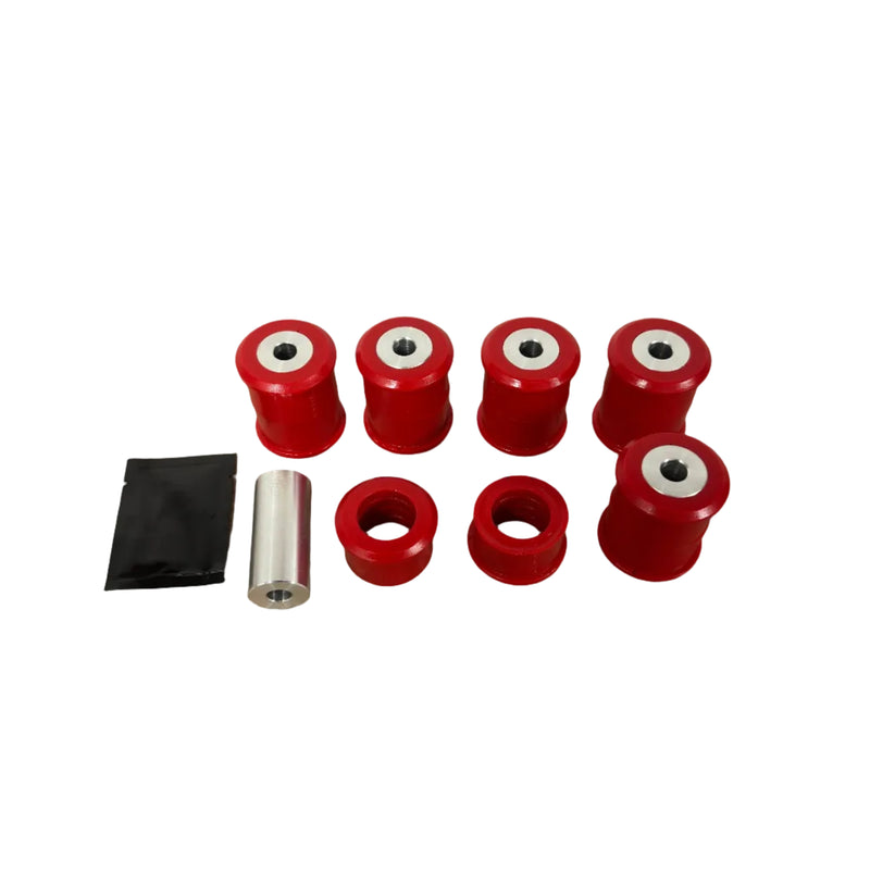 6x red Polyurethane Bushings for the Rear Upper Suspension Arms