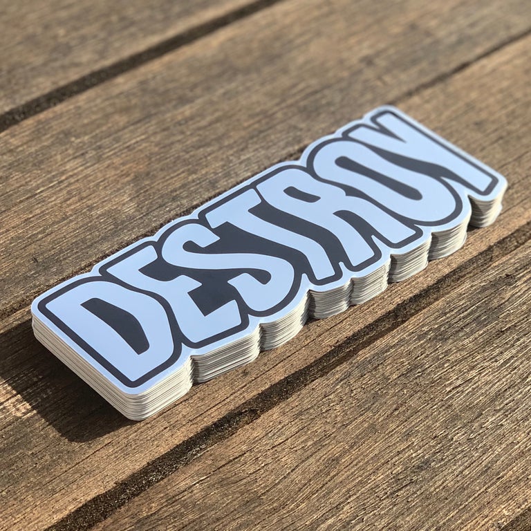 Destroy Or Die Warped logo black and white sticker